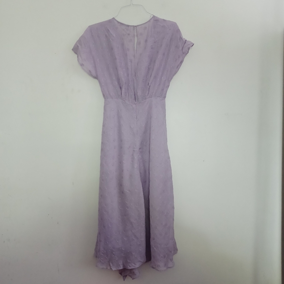 Zara Blogger Fave Lilac Textured Weave Polka Dot Draped Midi Dress NWOT - Picture 13 of 16